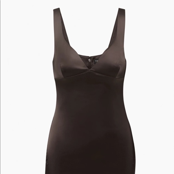 Ten By Babaton satin v neck mini dress black, size 0 - Picture 4 of 14